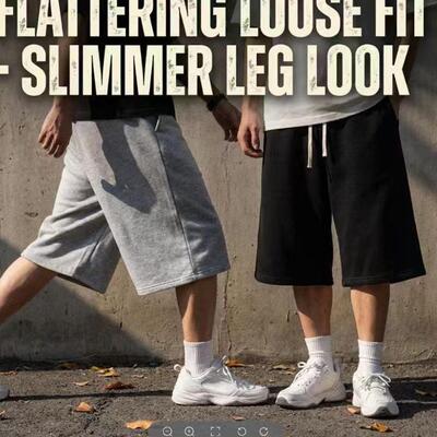 4PCS Men’s 7-Inch Casual Sweat Shorts + Free Socks, Loose