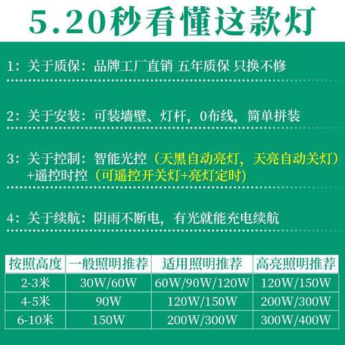 太阳能路灯新农村外灯防水超亮大功1率00WAL607682/200W/4户0W0家