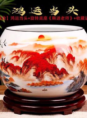 聚宝盆摆件招财聚财家居客厅玄关办公室装饰品景德镇陶瓷乔迁送礼