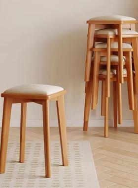 4YHMI凳木子家用餐包桌凳实凳餐椅板可叠放软凳子简约圆凳客厅轻