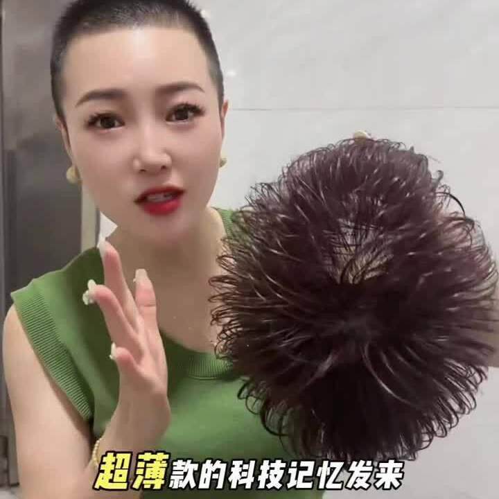 新款科技记忆发免打理纹理短发女士全手工钩织中老年妈妈假发头套