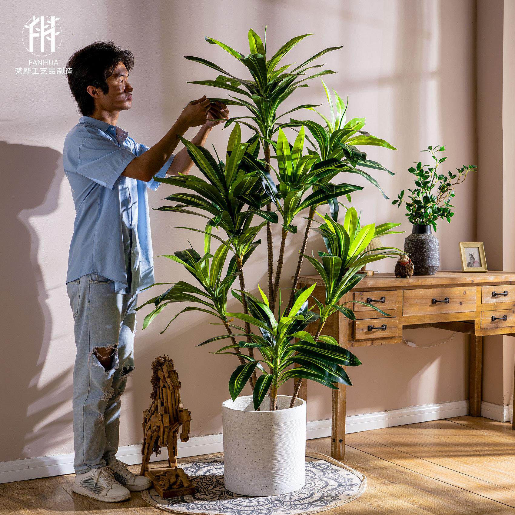 仿真绿植巴西铁假树造景仿生巴西木盆栽家居软装饰摆件园艺真