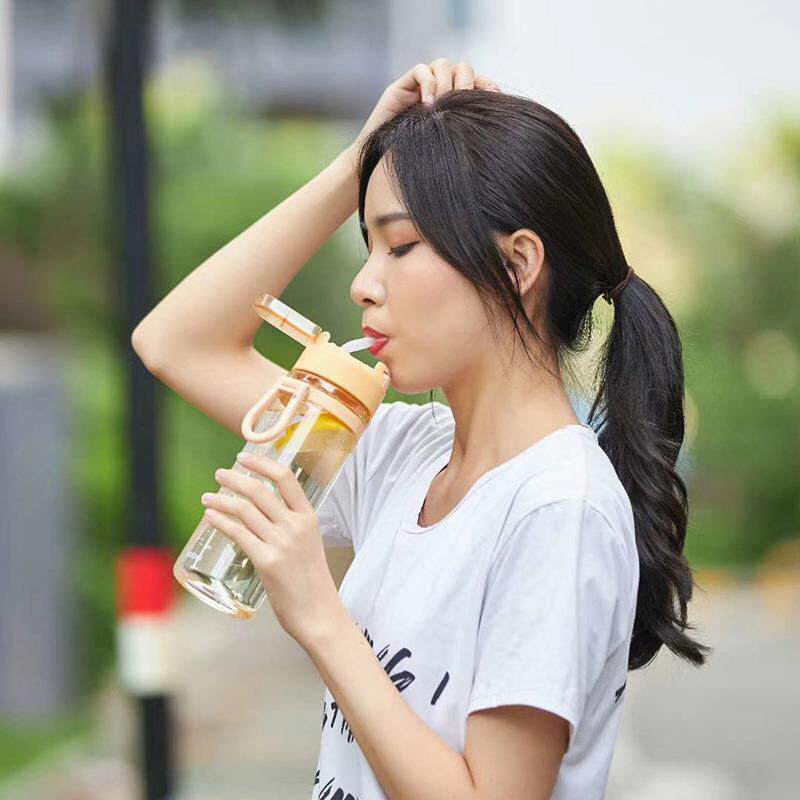 大水壶塑料杯大容量杯子男女便携太空杯带吸管运动健身水壶800ml