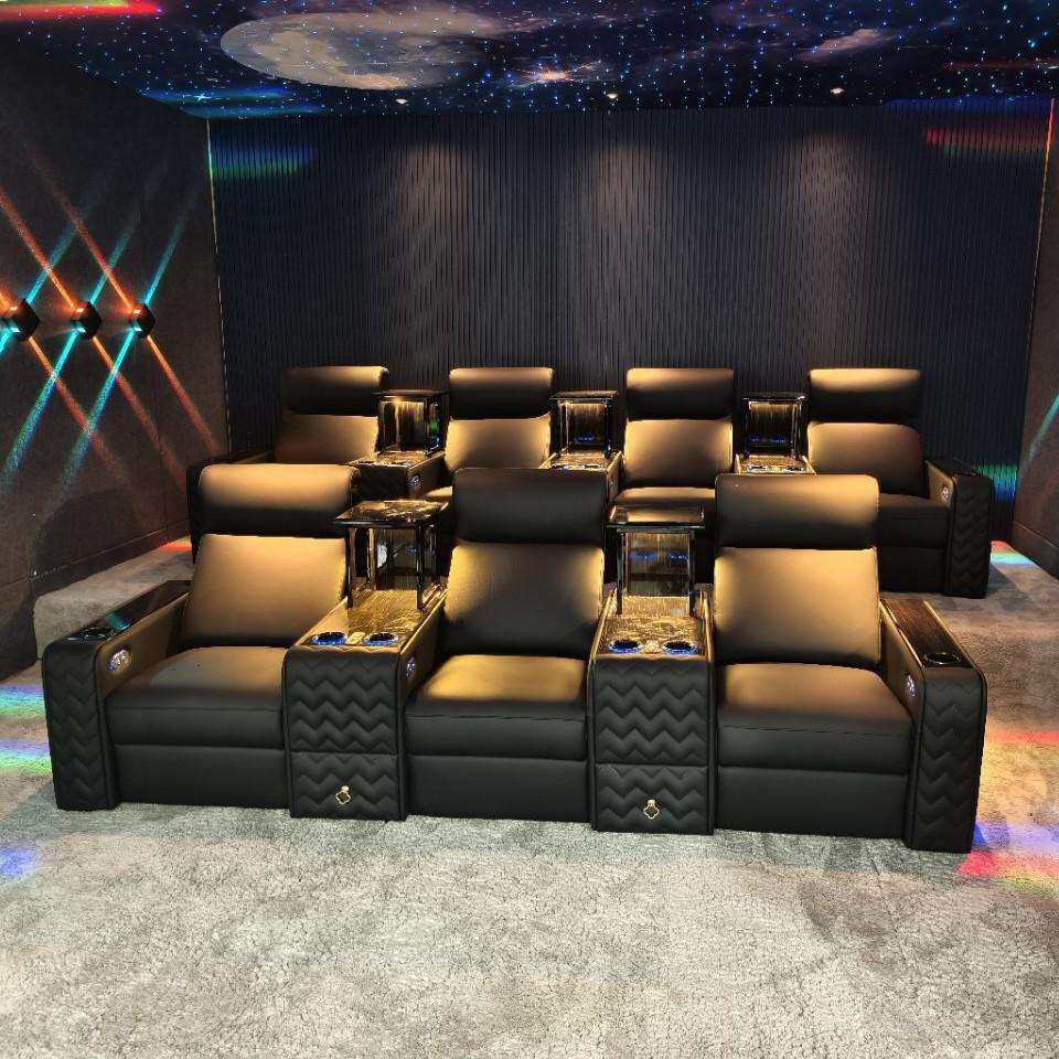 高端别墅客厅电动多功能家庭影院电动组合沙发钢琴烤漆