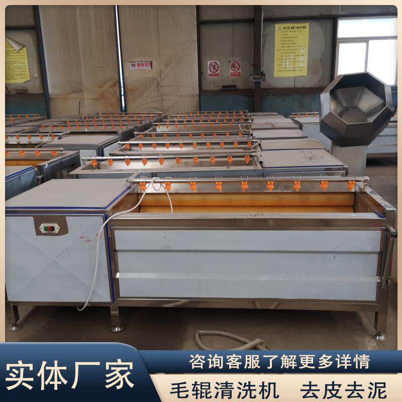 全自动洋番薯脱皮机商用香螺去杂清洗机器胡萝卜抛光毛辊清洗设备