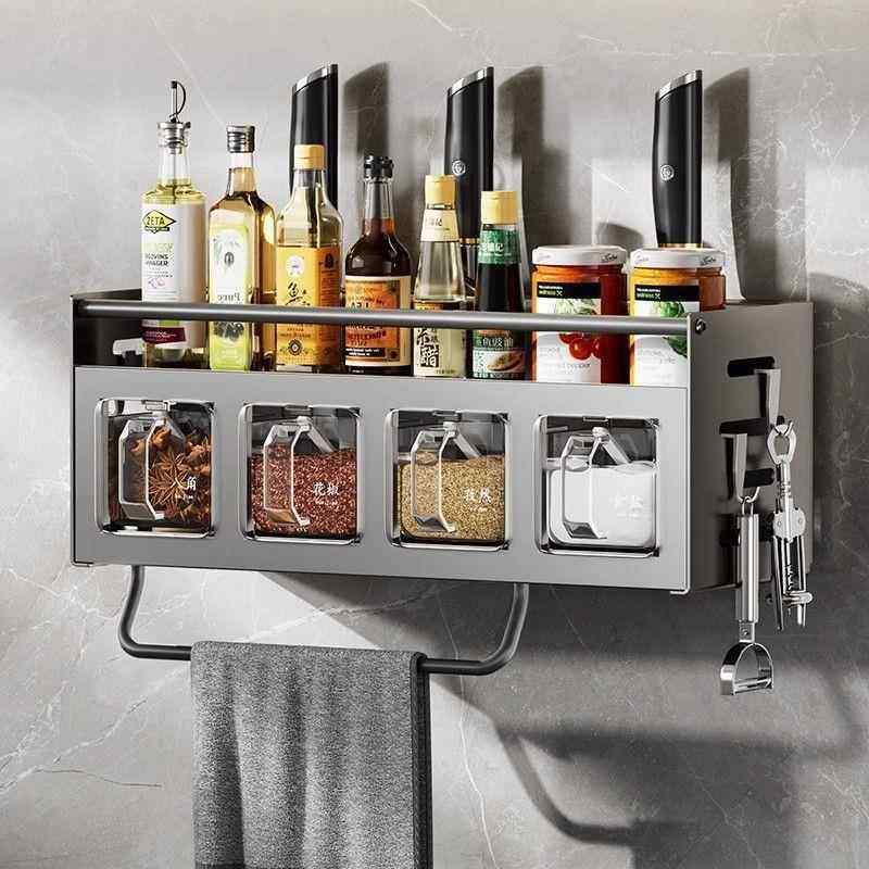 厨房置物架免打孔台式壁挂式双用调料架多功能调味料瓶罐收纳架子
