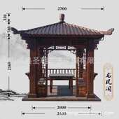 凉亭仿古凉亭户外庭院凉亭碳化四角木木质四角树脂古建景观凉亭
