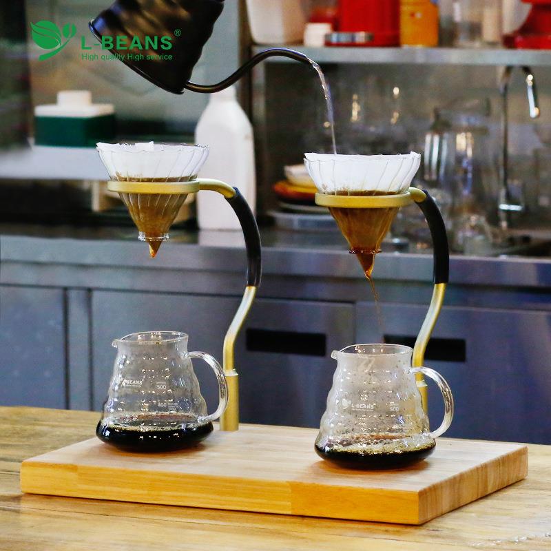 吧台咖啡手冲架滤杯支架实木底盘茶饮架手冲咖啡套装吧台配套器具