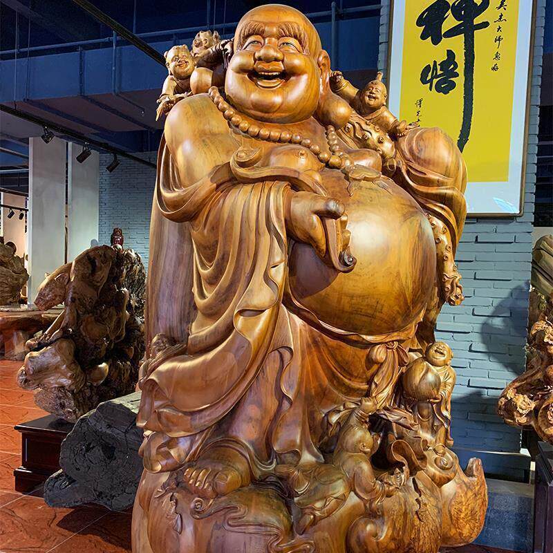 新款崖柏木雕工艺品客厅办公艺术摆件实木根雕弥勒武关公财神菩萨