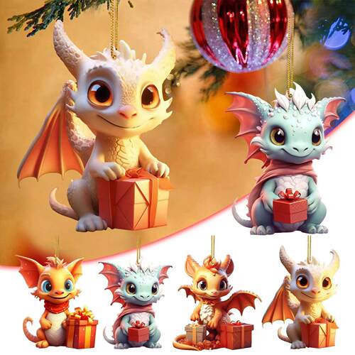 Dragon Baby Pattern Christmas Hanging Ornament 2D Acrylic Ca
