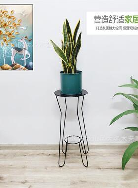 跨境北欧风桌小茶几简约黑色铁花架客厅阳台花几绿萝架落地架