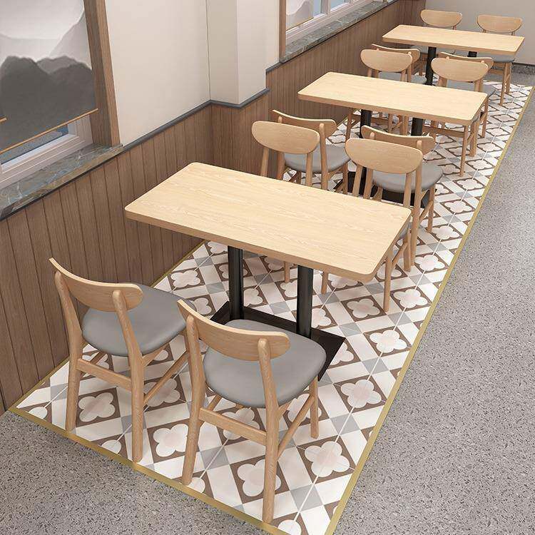 快餐汉堡炸鸡店实木桌椅组合双人卡座靠墙沙发面馆小吃店实木餐椅