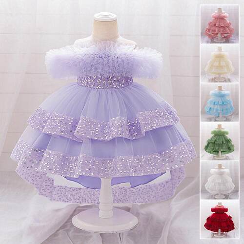 toddler girls glitter sequin decor ruffle trim dress casual
