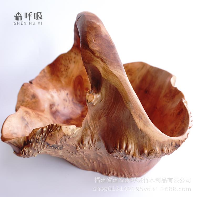 实木根雕果篮果盘菜篮满瘤树根整木雕刻木制果盆精品瘤疤雕花
