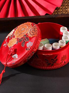 新娘红色针线盒结婚嫁妆女方陪嫁物品家用高质量针线收纳盒婚庆