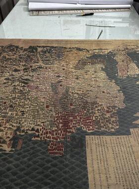 明代万历三十年绘制天下舆地图复古书画真迹微喷彷古装裱挂轴装饰
