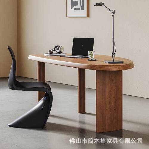 轻奢现代原木实木大书桌电脑桌家用客厅书房工作台办公桌创意个性