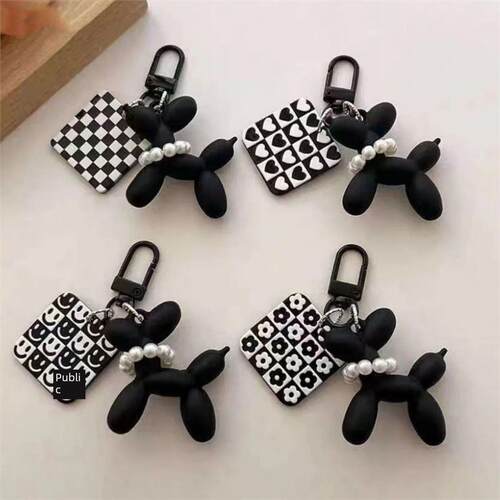 Cool Acrylic Cartoon Balloon Dog Keychains Black Color