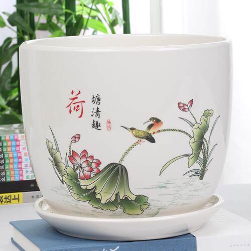 陶瓷花盆带托盘特大号特价个性创意盆景多肉植物室内阳台绿植花