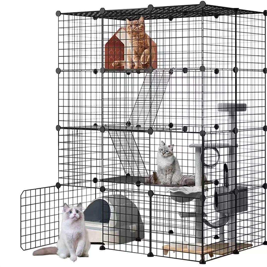 工厂猫笼狗笼宠物笼子组装折叠围栏铁网片围狗别墅不锈钢宠物笼