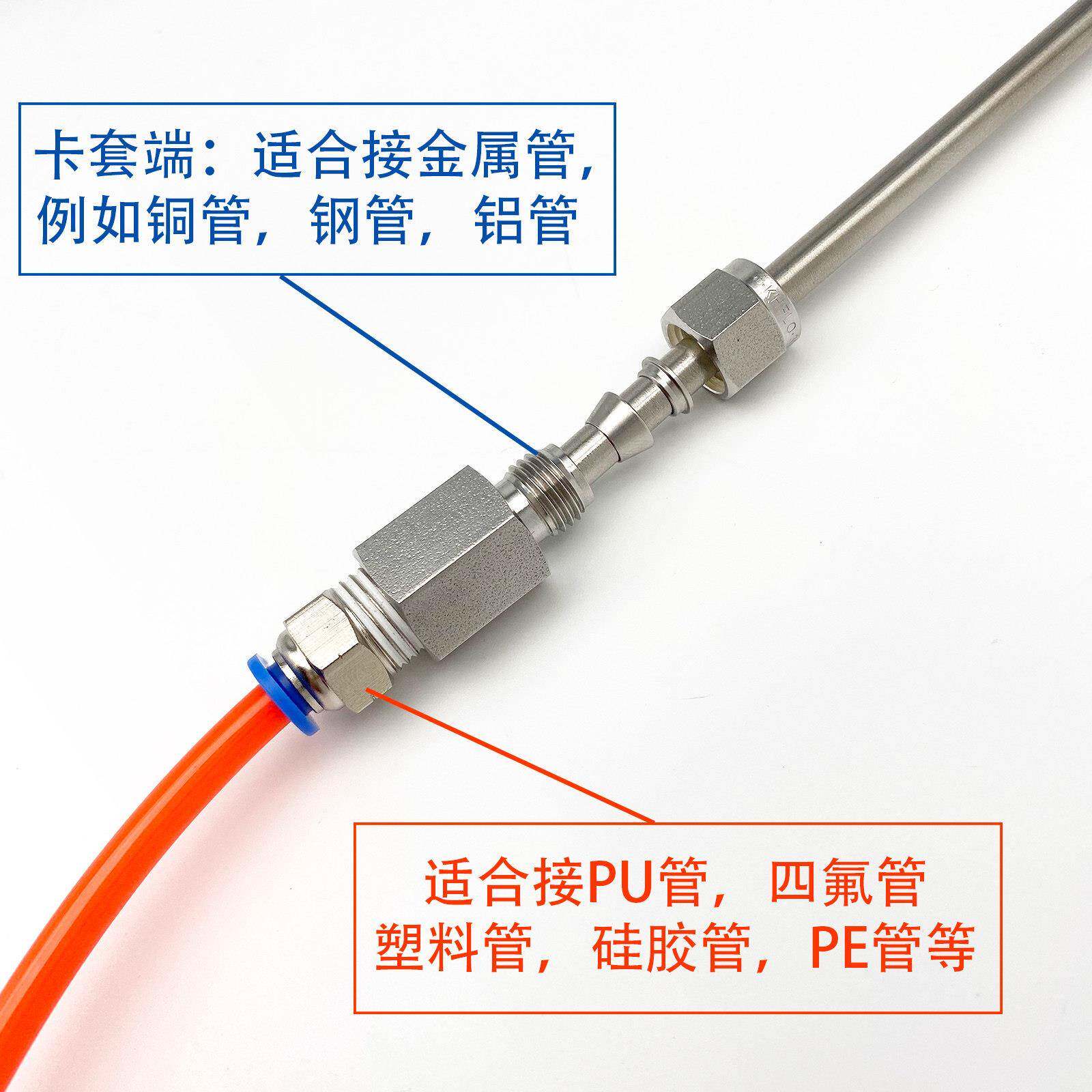 /16不FXI锈钢连14 18/卡套转快插接头接软管和硬管转接头变径接头