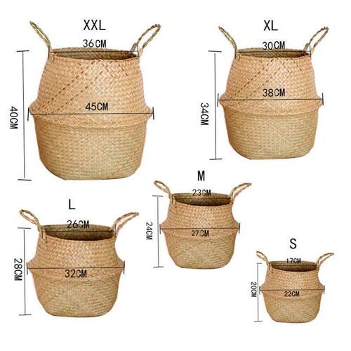 Hanging Flower Pot Seagrass Balcony Basket Rattan Plant