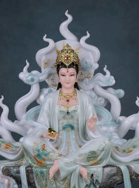 汉白玉彩绘九姑娘摆件九公子工艺品家用桌面装饰四大家族九尾送礼