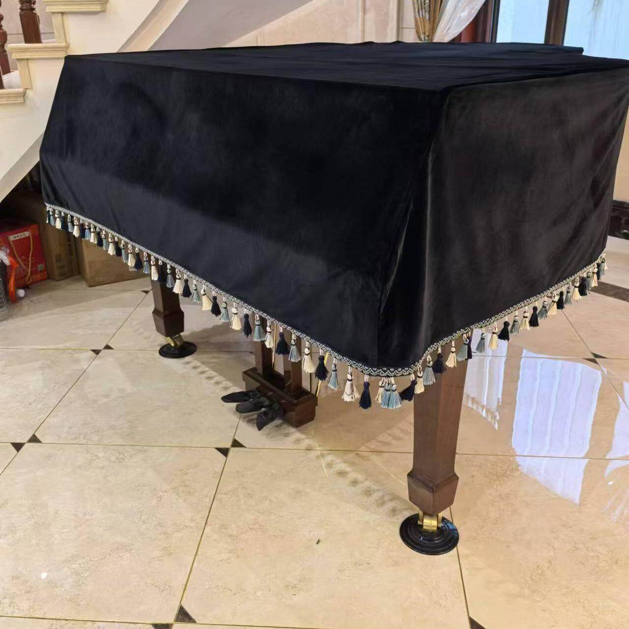 新款黑色高档羊毛绒三角钢琴罩加厚丝绒简约现代欧式防尘罩