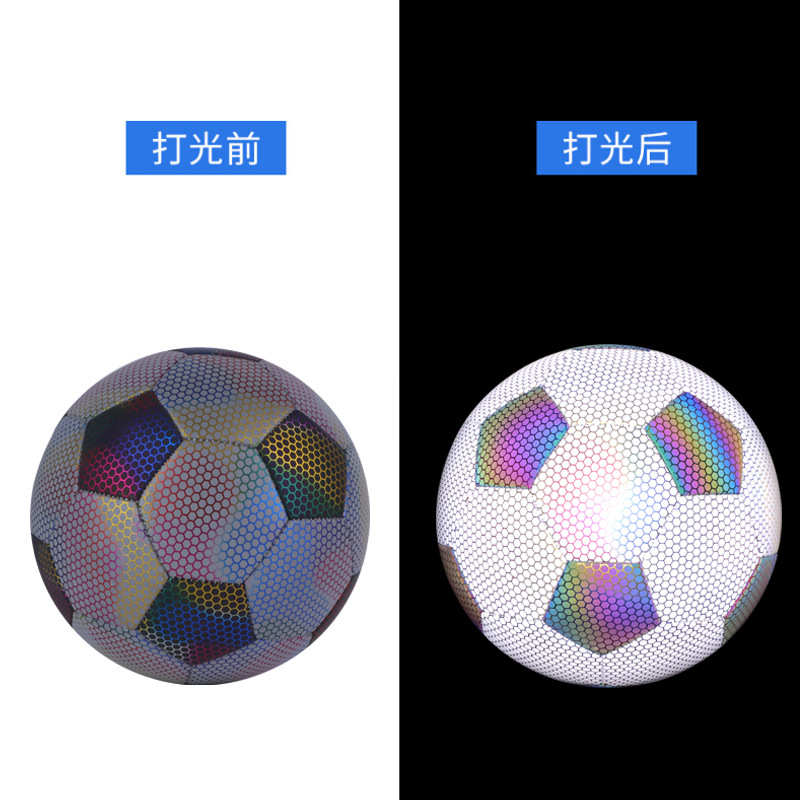 缝夜反光培训足球比赛足球学校足球光机批发训练5发光足球号
