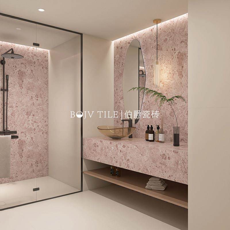 法式复古风花砖卫生间瓷砖厨房阳台墙砖微水泥瓷砖粉色水磨石地砖