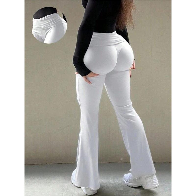 Solid Color Flare Leg Pants Casual Comfy Bell Bottom