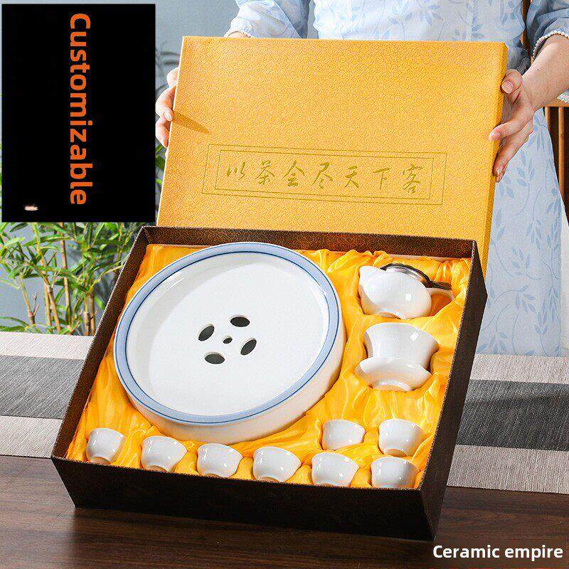 陶瓷功夫茶具套装整套茶盘盖碗公道杯茶杯定制LOGO礼盒装活动礼品