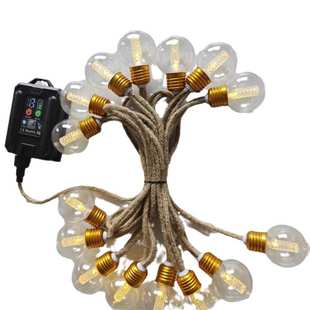 LED新款 饰圣诞灯太阳能麻绳S14灯泡灯串 房间庭院派对婚礼浪漫装