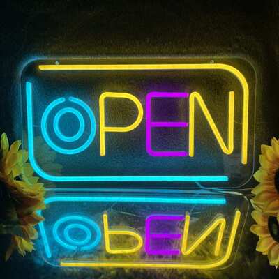 透明亚克力led发光字open造型彩灯广告牌装饰氛围灯灯牌霓虹灯