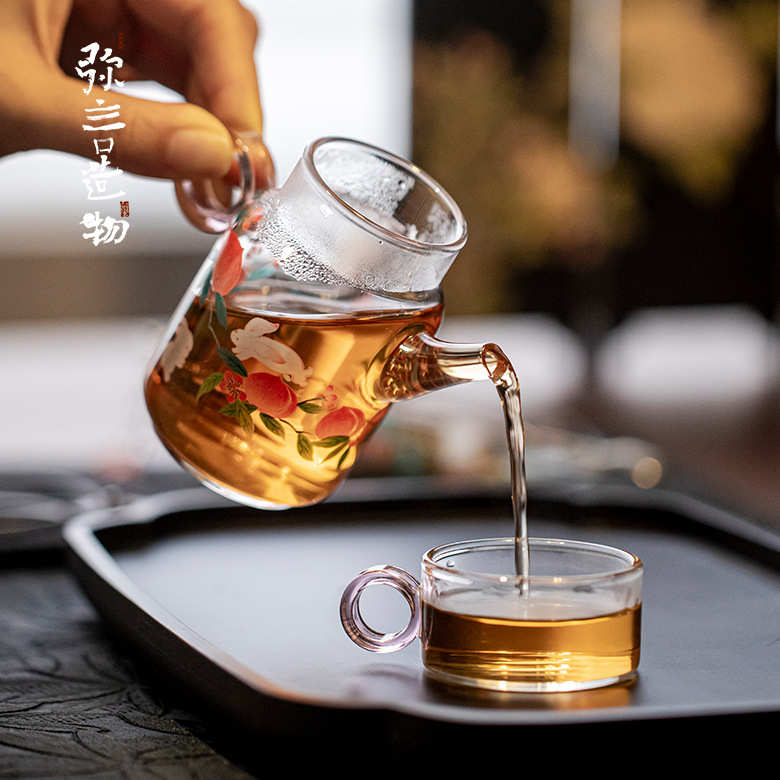 弥言高硼硅玻璃创意一壶一杯套装家用玻璃泡茶壶茶杯功夫茶具现代