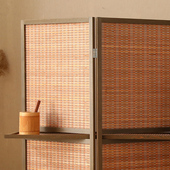 7TA新中式 屏风隔断客厅遮挡茶室办公室客厅遮挡简易竹编实木带隔