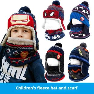 韩国winghouse儿童帽子围巾套装秋冬季男童宝宝护耳帽东北帽围脖