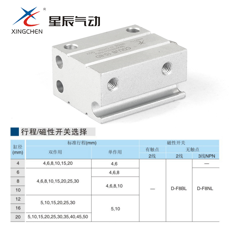 星辰气动小型微型多位置自由安装气缸CUJB CDUJB 4-6 8 10 12 16*
