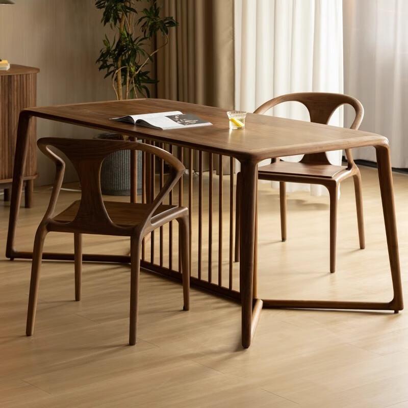 北美黑胡LLR木书桌客厅大长桌茶桌办工桃作台餐桌体全一实木书房