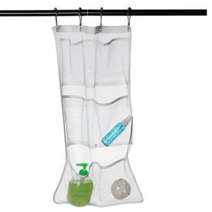厂家 浴室六口挂袋 shower organizer 收纳袋 网眼浴室挂袋