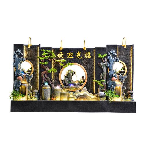 假山流水景观户外鱼池造景庭院水幕墙屏风酒店玄关装饰循环水摆件