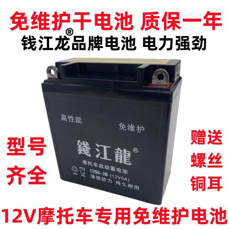 12V机车电瓶12v9a免维护干蓄电池125弯梁滑板车钱江龙干电池7ah