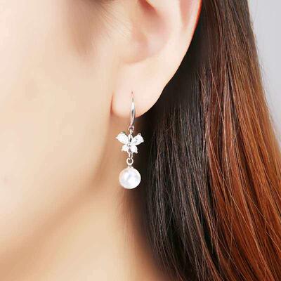 Temperament Butterfly Beads Pearl Earrings Female Simple Inl