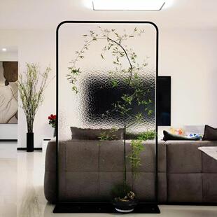 可移动水纹玻璃屏风隔断客厅进入户正对门玄关沙发遮挡免打孔座屏