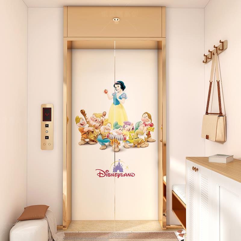 白雪公主电梯门贴纸创意卡通装饰画 画贴画 画自粘防水加厚入户电