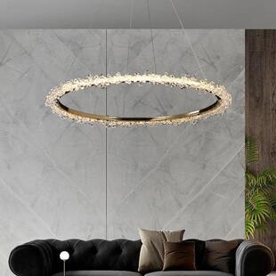 北欧轻奢水晶客厅灯现代简约餐厅灯复古创意卧室艺术圆环客厅吊灯