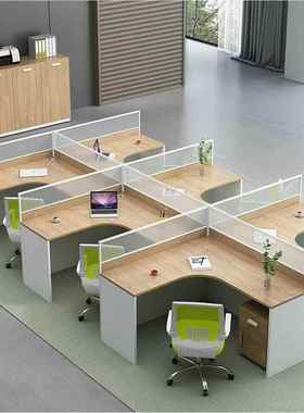 办公桌简约4现风代办公KT-G620-公室屏卡座四人位办桌子职员桌人