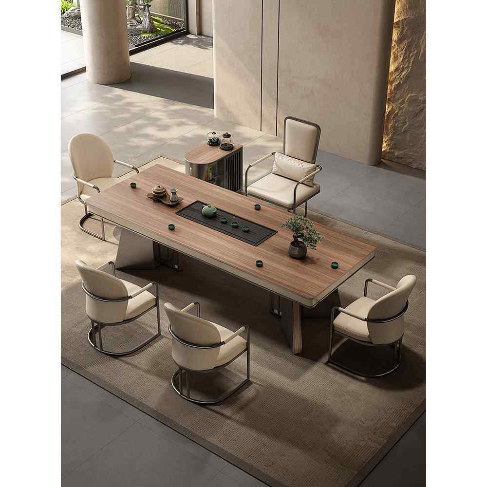 新款木纹岩板茶桌椅高级轻奢家用办公茶台烧水壶一体茶几桌椅组合,住宅家具,茶几,淘宝优惠券,粉丝福利购,淘宝优惠卷