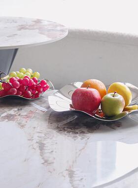 新款直销现代创意不锈钢水果盘波浪碟轻奢风样板间家居客厅茶几摆