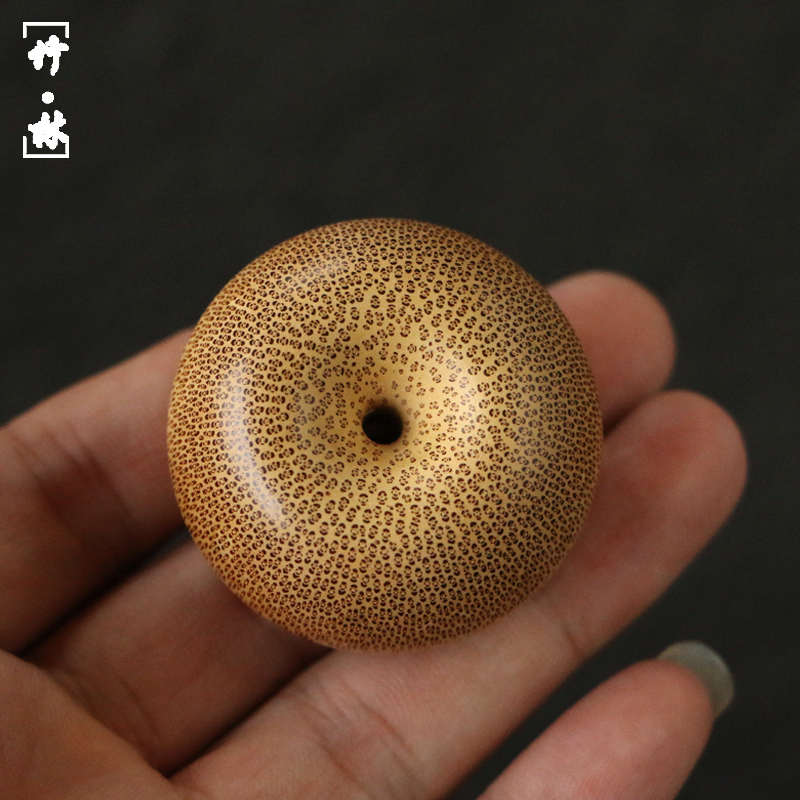 精品纯手工制作天然龙血金丝竹面包圈手把件竹雕玉竹小吊坠竹挂件